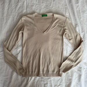 United Colors Of Benetton Beige V-Neck Sweater